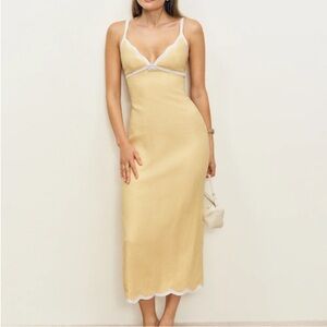NWT Reformation Sara Linen Midi Dress Yellow - Size 4